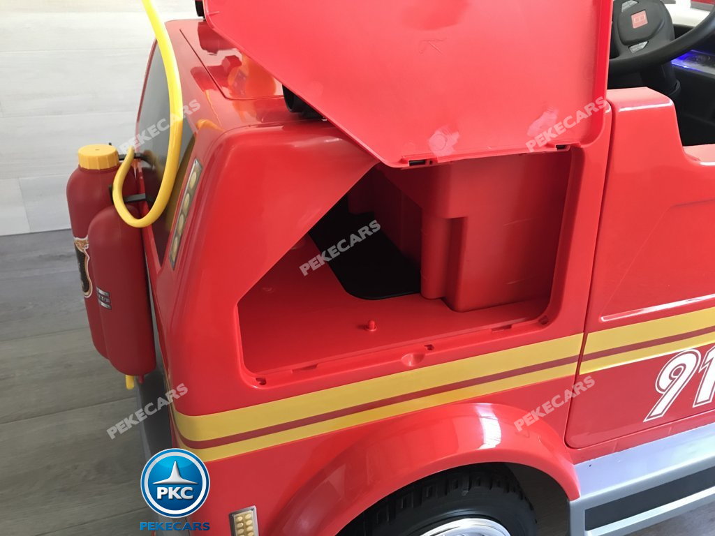 Coche electrico infantil camion de bomberos 12V amplio maletero