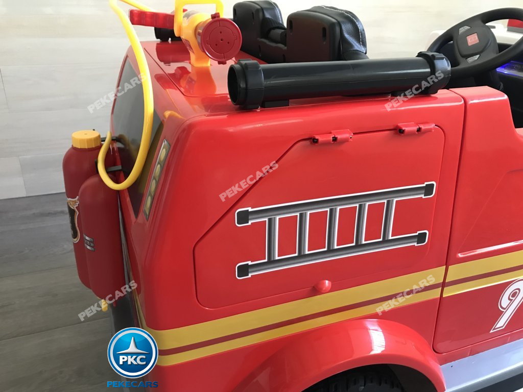 Coche electrico para niños camion de bomberos 12V maletero lateral