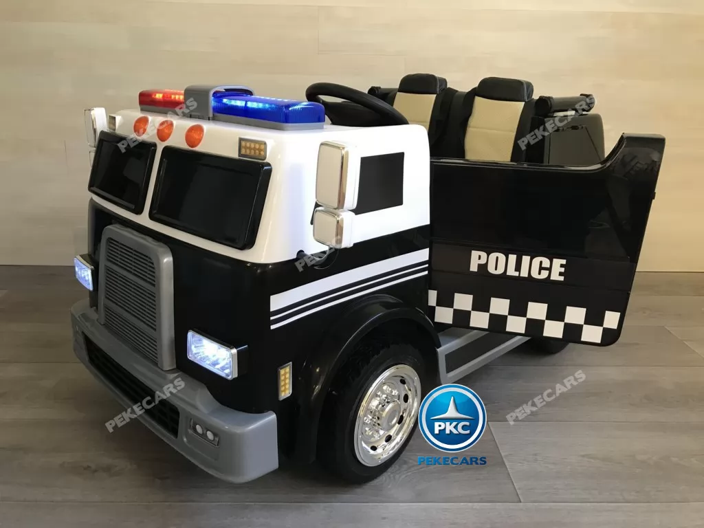 Camión Eléctrico de policia infantil 12V 2 plazas con apertura de puertas