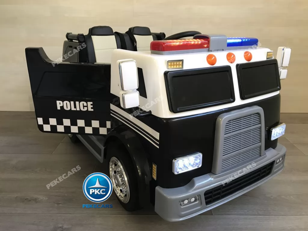 Camión Eléctrico de policia infantil 12V 2 plazas con sirena de policia