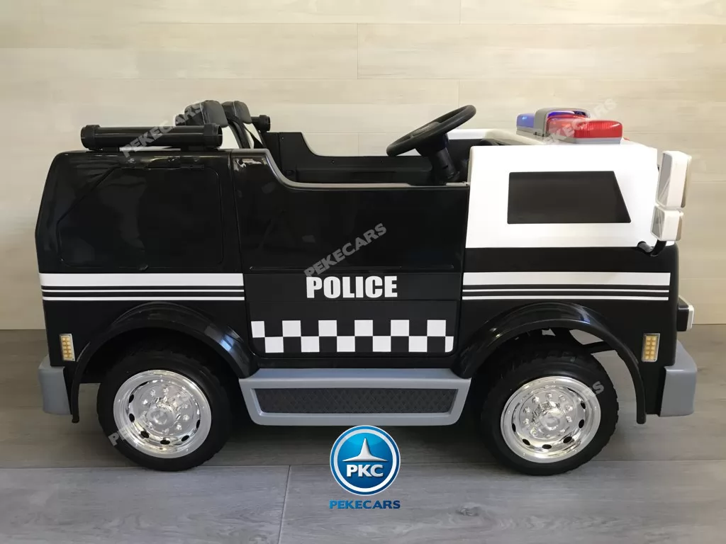Camión Eléctrico de policia para niños 12V 2 plazas vista lateral
