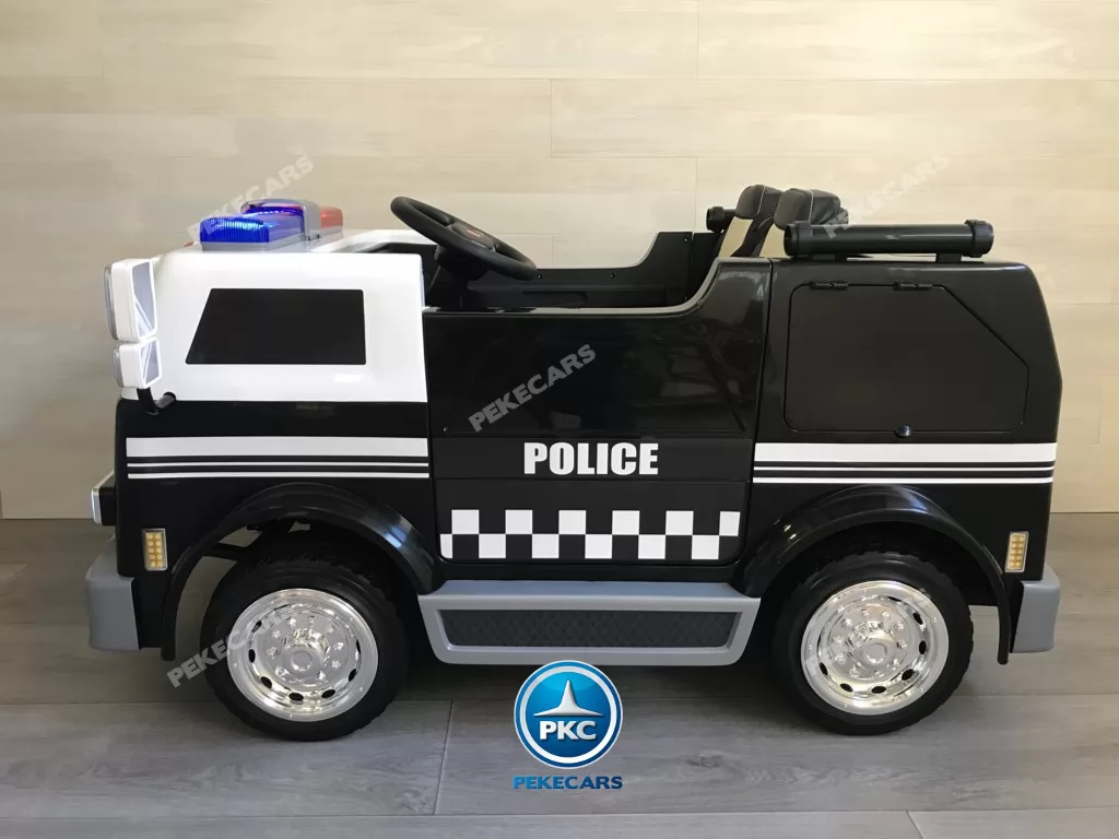 Camión Eléctrico de policia para niños 12V 2 plazas visto de lado