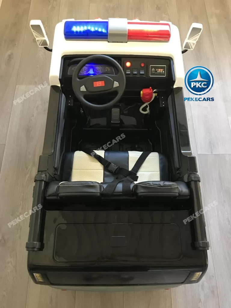 Camión Eléctrico de policia para niños 12V 2 plazas detalles del interior