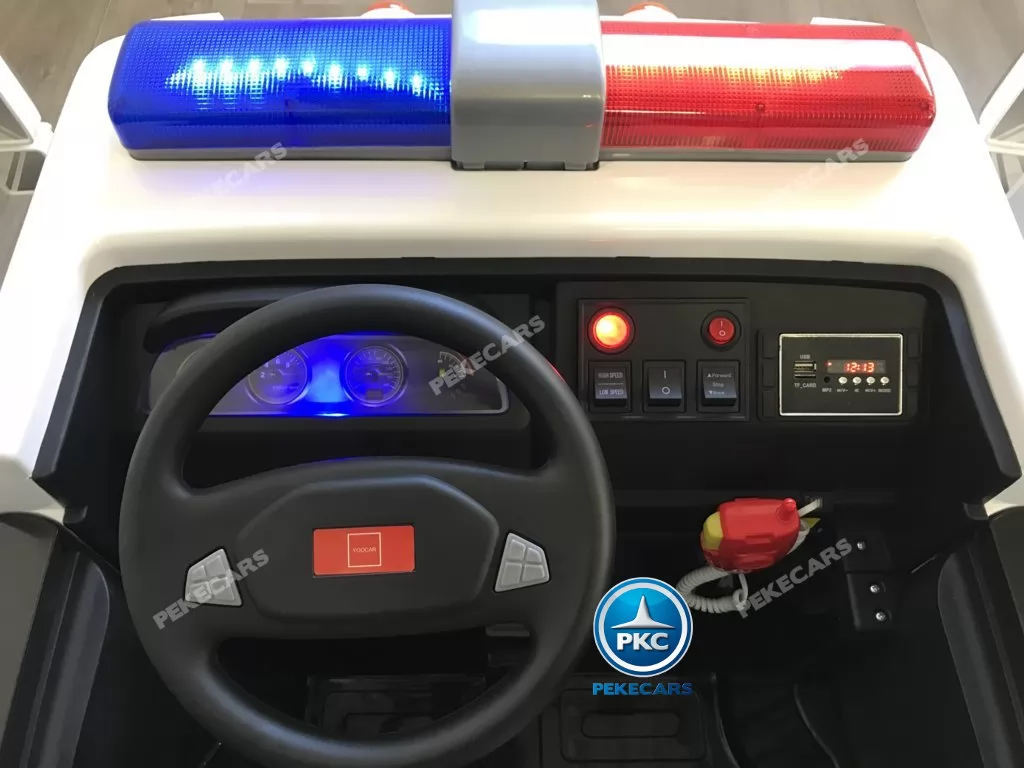 Camión Eléctrico de policia infantil 12V 2 plazas volante con claxon y musica