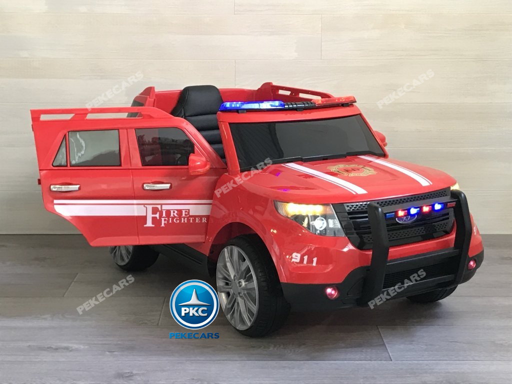 Coche electrico para niños jefe de bomberos 12V rojo vista principal