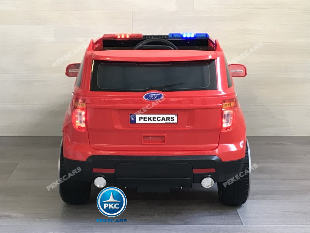 Coche electrico para niños jefe de bomberos 12V rojo vista trasera