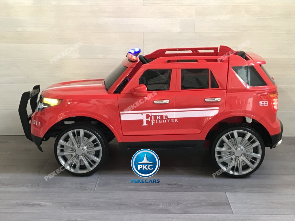 Coche electrico infantil jefe de bomberos 12V rojo con luces de policia