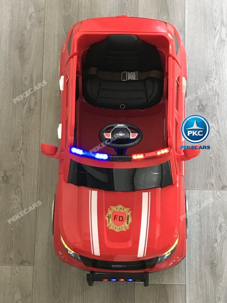Coche electrico para niños jefe de bomberos 12V rojo visto desde arriba