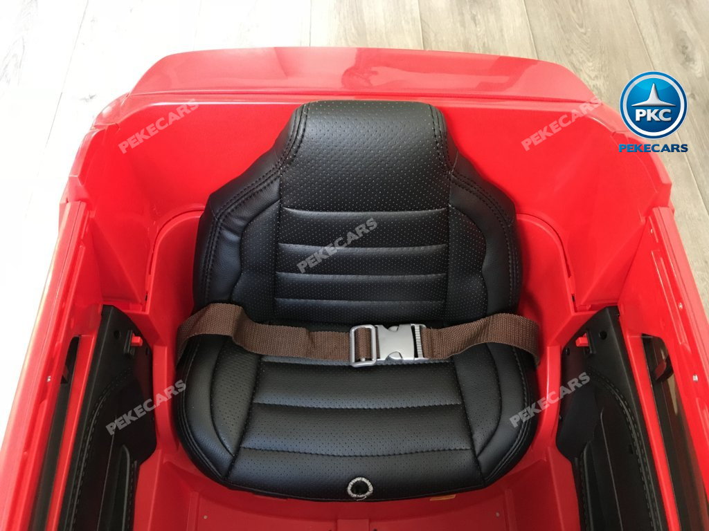 Coche electrico para niños jefe de bomberos 12V rojo asiento acolchado en piel