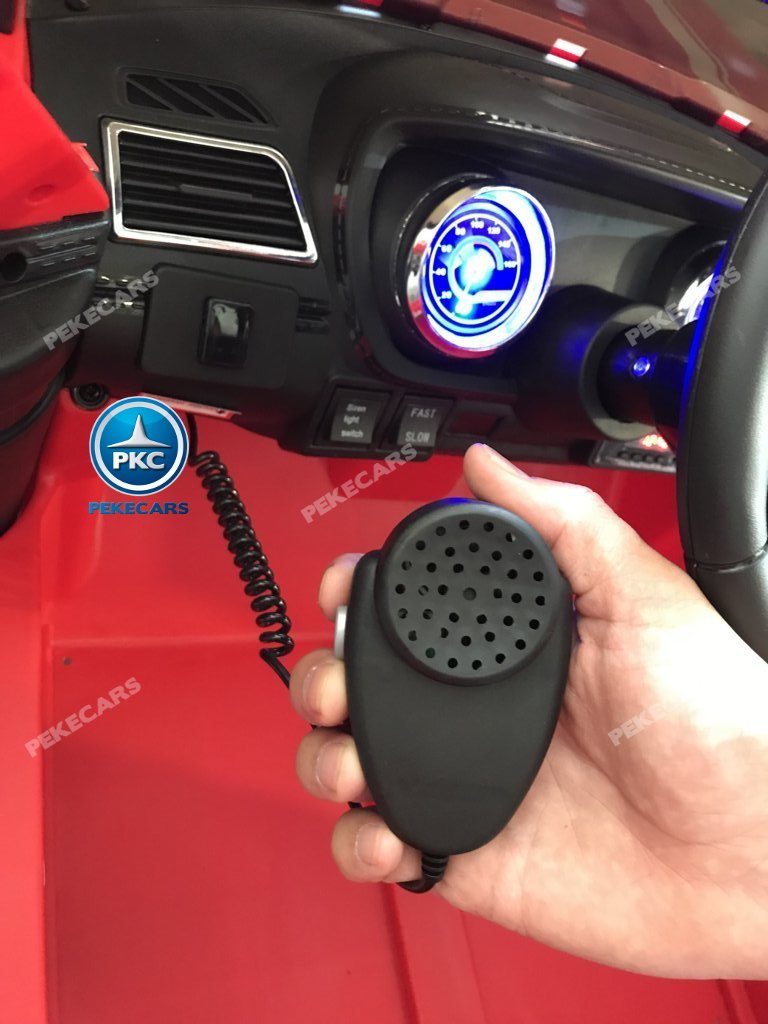 Coche electrico infantil jefe de bomberos 12V rojo megafono amplificador de sonido