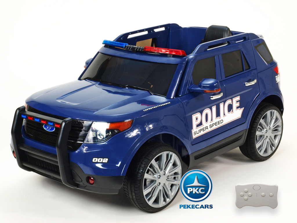 Coche electrico de policia para niños Azul vista principal