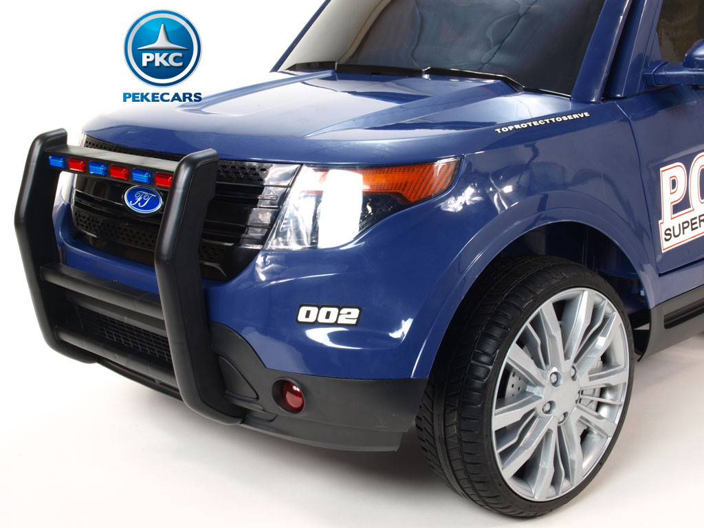 Coche electrico de policia para niños Azul con luces led delanteras y traseras