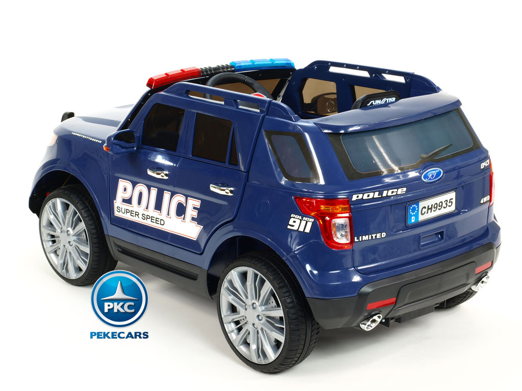 Coche electrico de policia para niños Azul con conexion USB, MP3 y SD