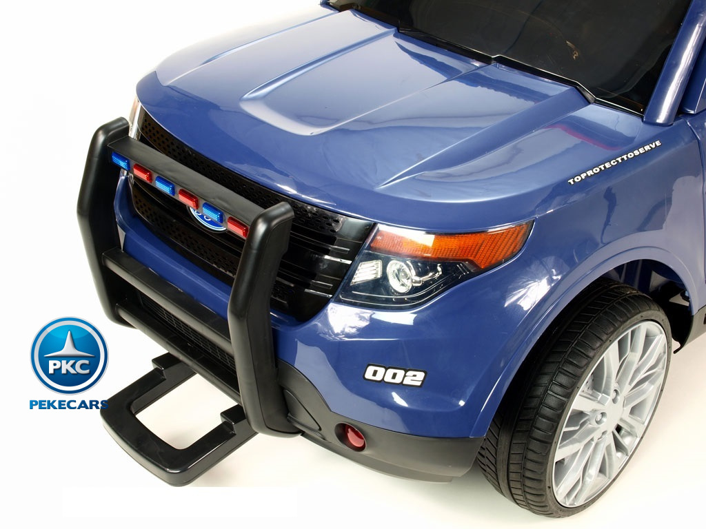 Coche electrico de policia para niños Azul con asa de transporte