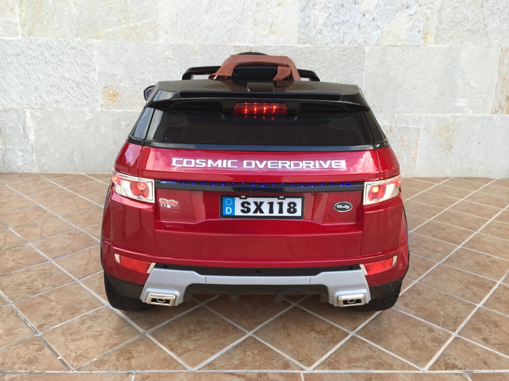 Coche electrico infantil evoque style rojo metalizado vista trasera
