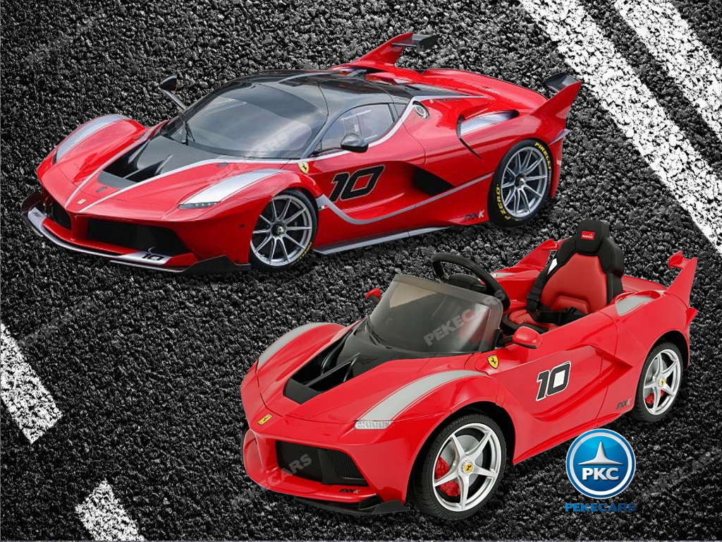 Coche electrico para niños Ferrari FXX-K Rojo Pintado comparativa con el modelo real