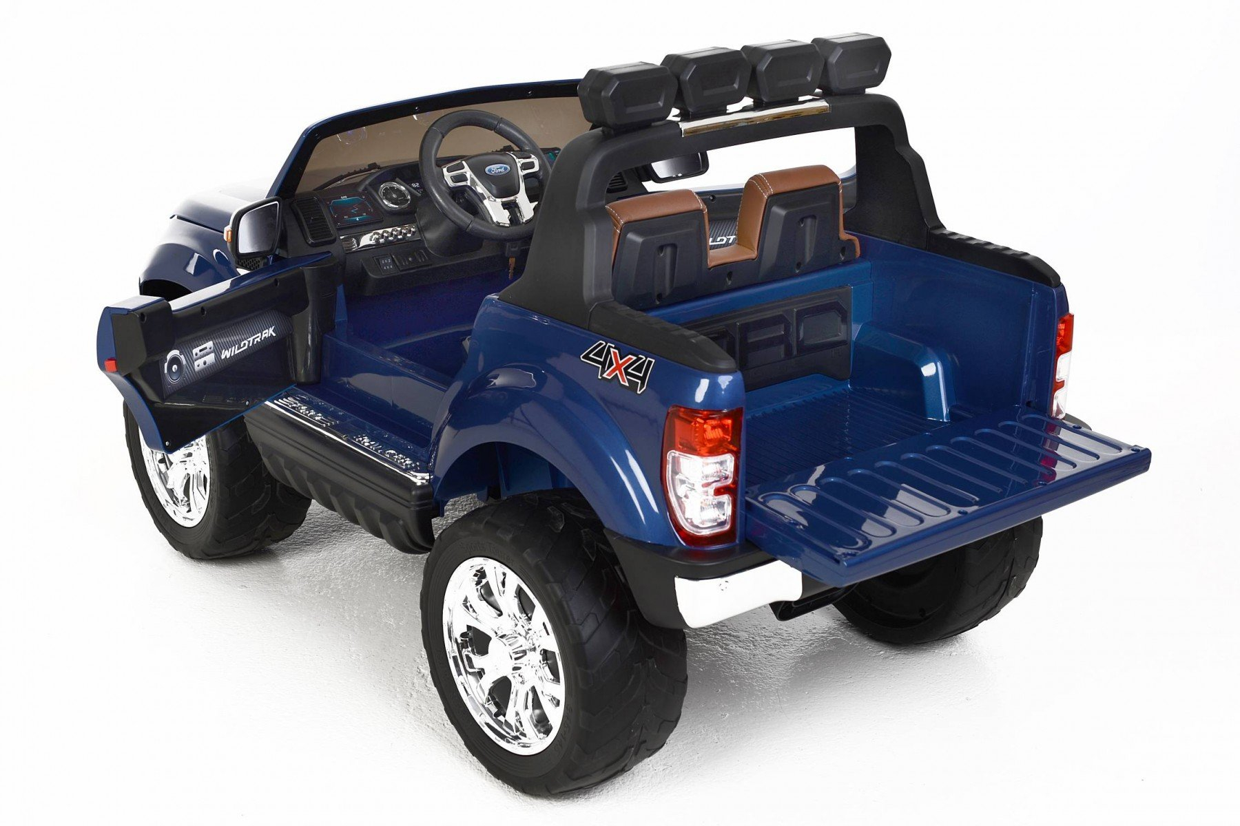 Todoterreno electrico infantil Ford Ranger MP4 Azul Metalizado maletero trasero