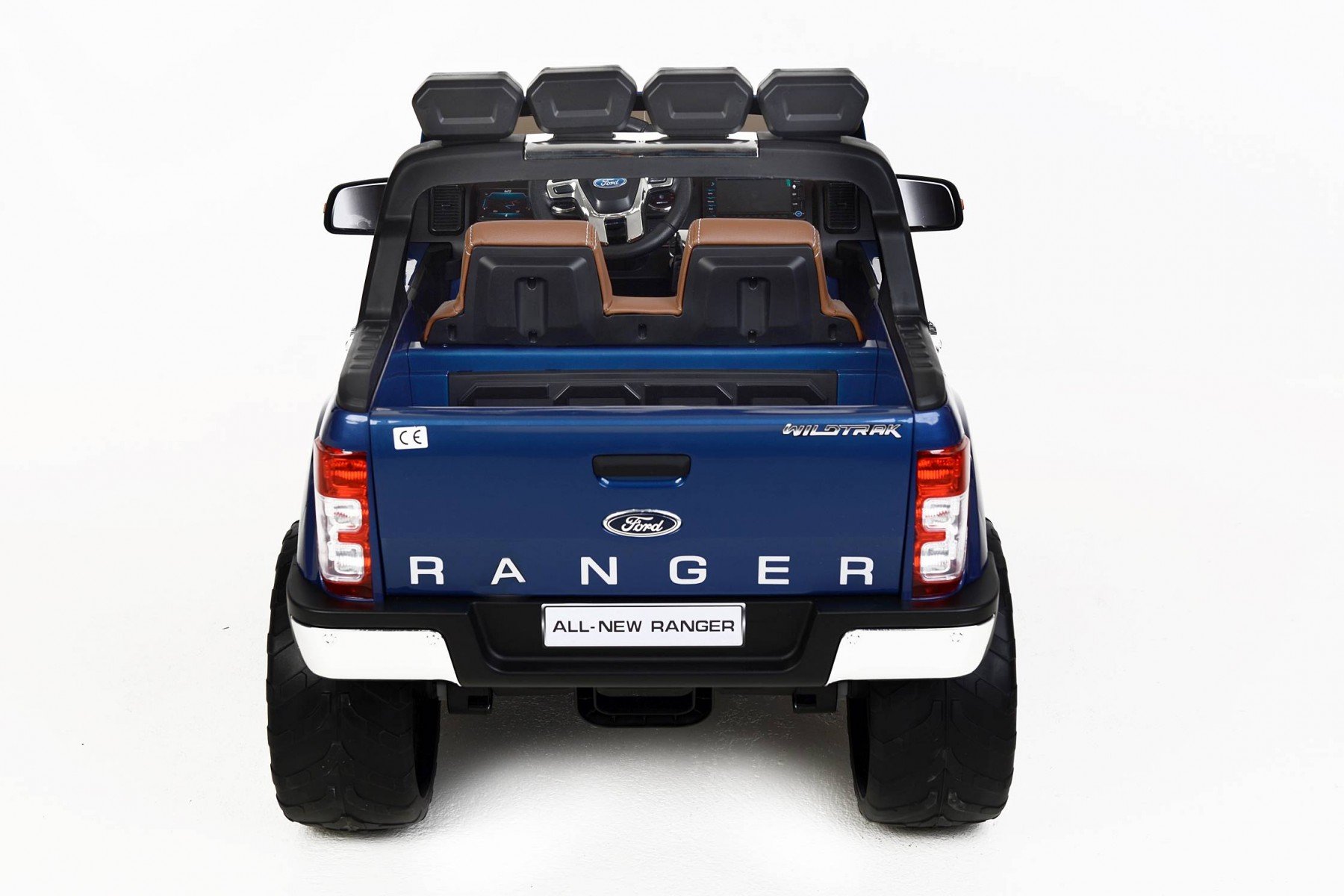Todoterreno electrico para niños Ford Ranger MP4 Azul Metalizado vista trasera