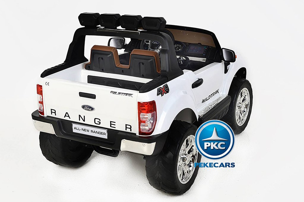 Todoterreno electrico para niños Ford Ranger MP4 Blanco asiento acolchado