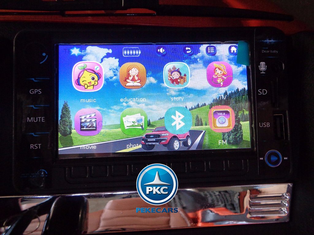 Todoterreno electrico infantil Ford Ranger MP4 Blanco conexion usb