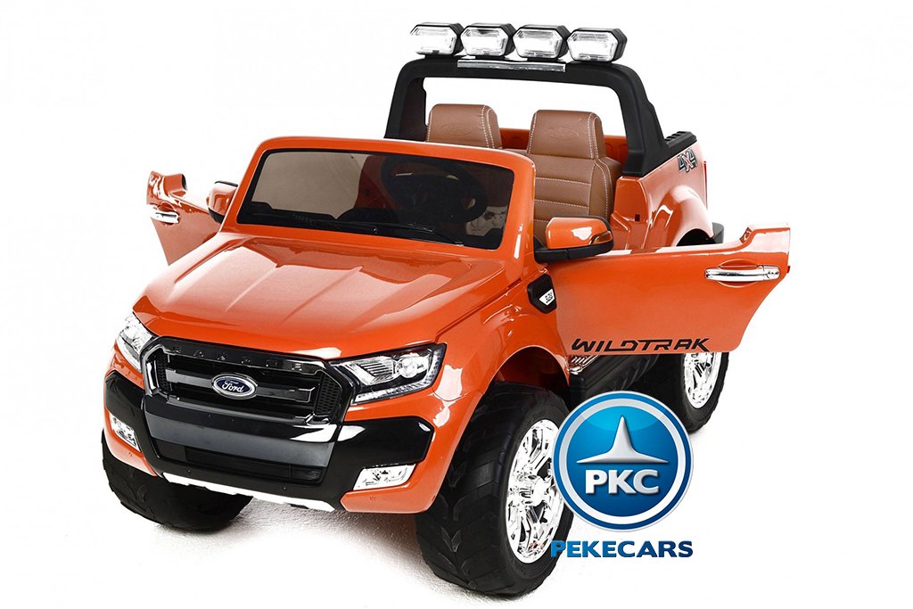 Todoterreno electrico para niños Ford Ranger MP4 Naranja Metalizado vista frontal