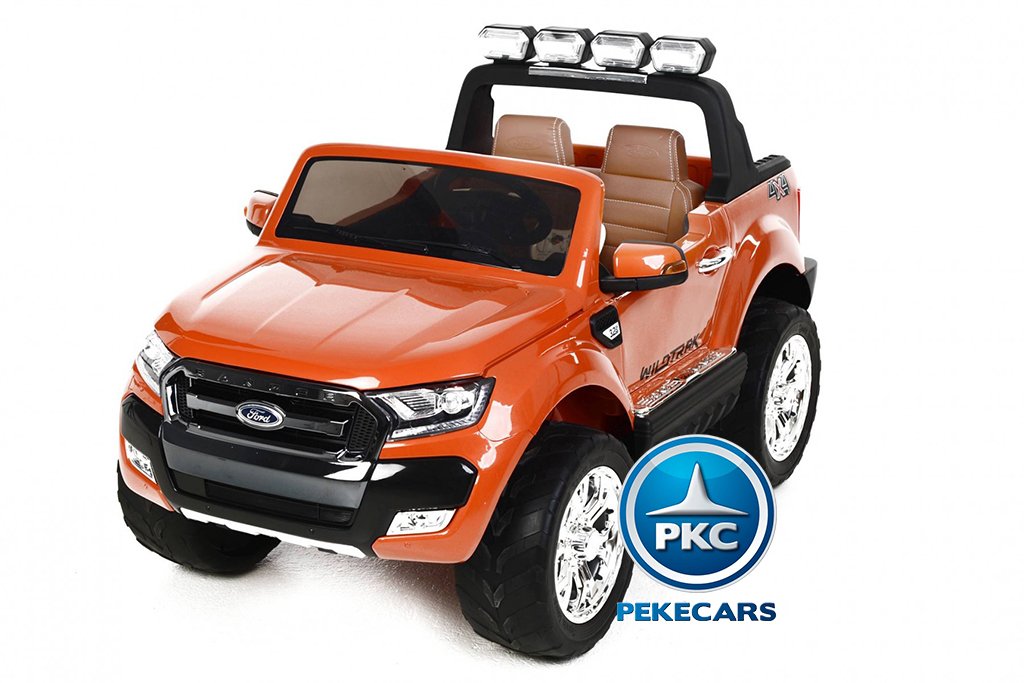 Todoterreno electrico infantil Ford Ranger MP4 Naranja Metalizado con apertura de puertas