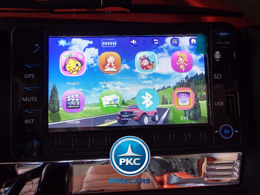 Todoterreno electrico infantil Ford Ranger MP4 Naranja Metalizado conexion usb
