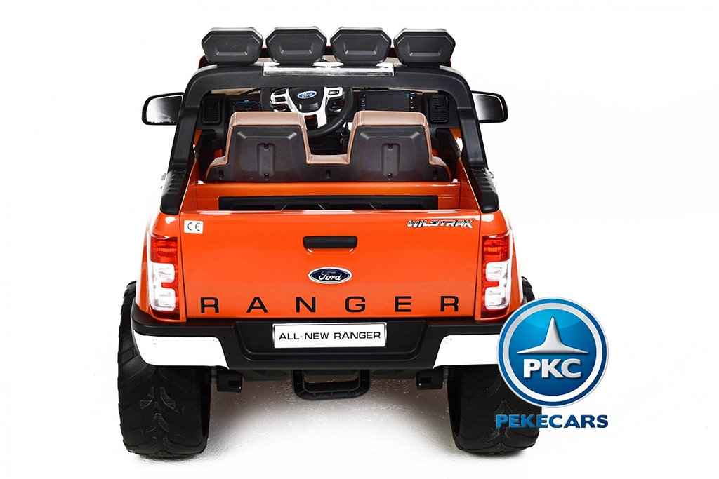 Todoterreno electrico para niños Ford Ranger MP4 Naranja Metalizado luces led