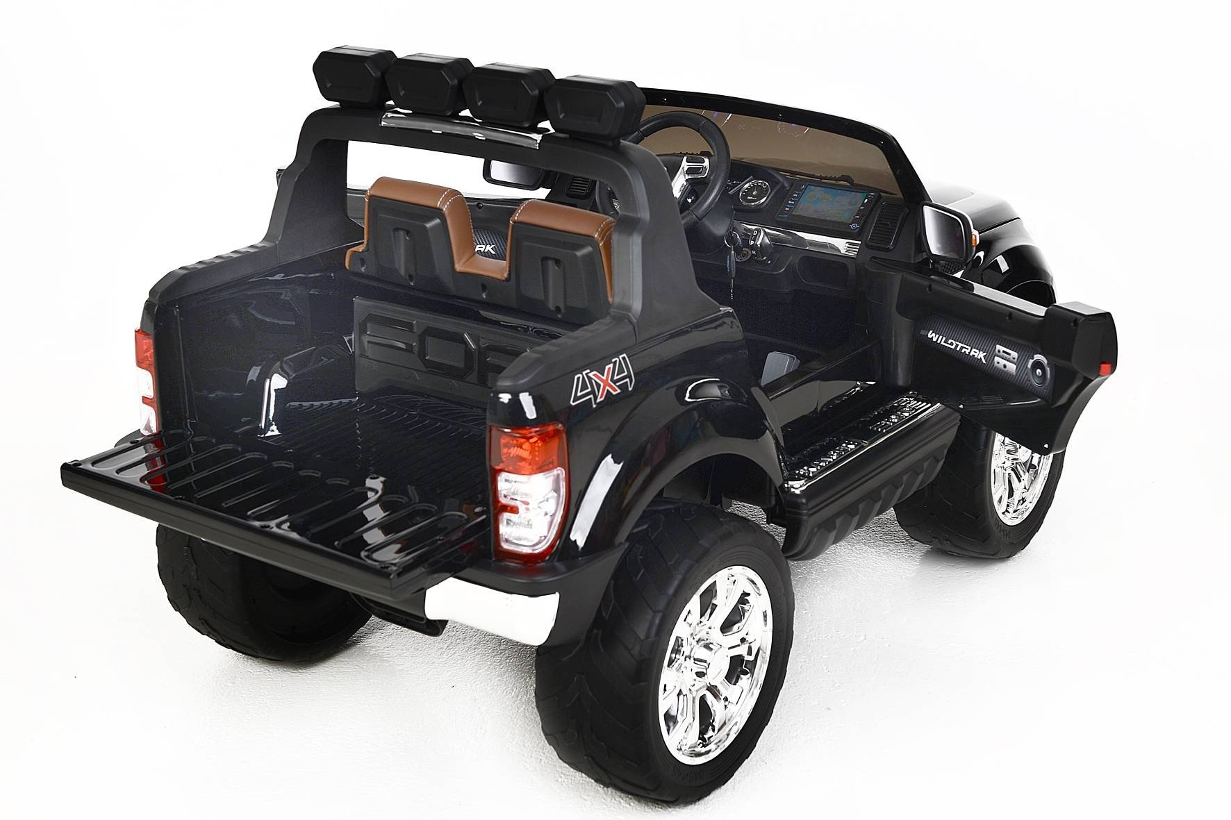 Todoterreno electrico para niños Ford Ranger MP4 Negro Metalizado vista trasera