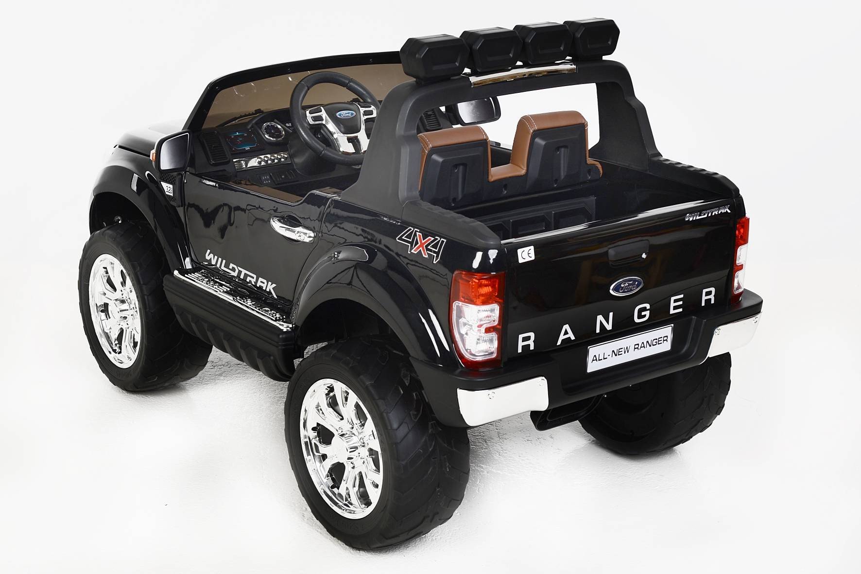 Todoterreno electrico infantil Ford Ranger MP4 Negro Metalizado salpicadero