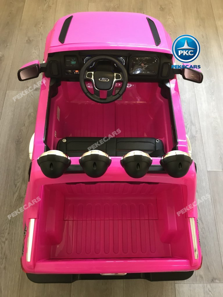 Todoterreno electrico para niños Ford Ranger Rosa detalles del interior