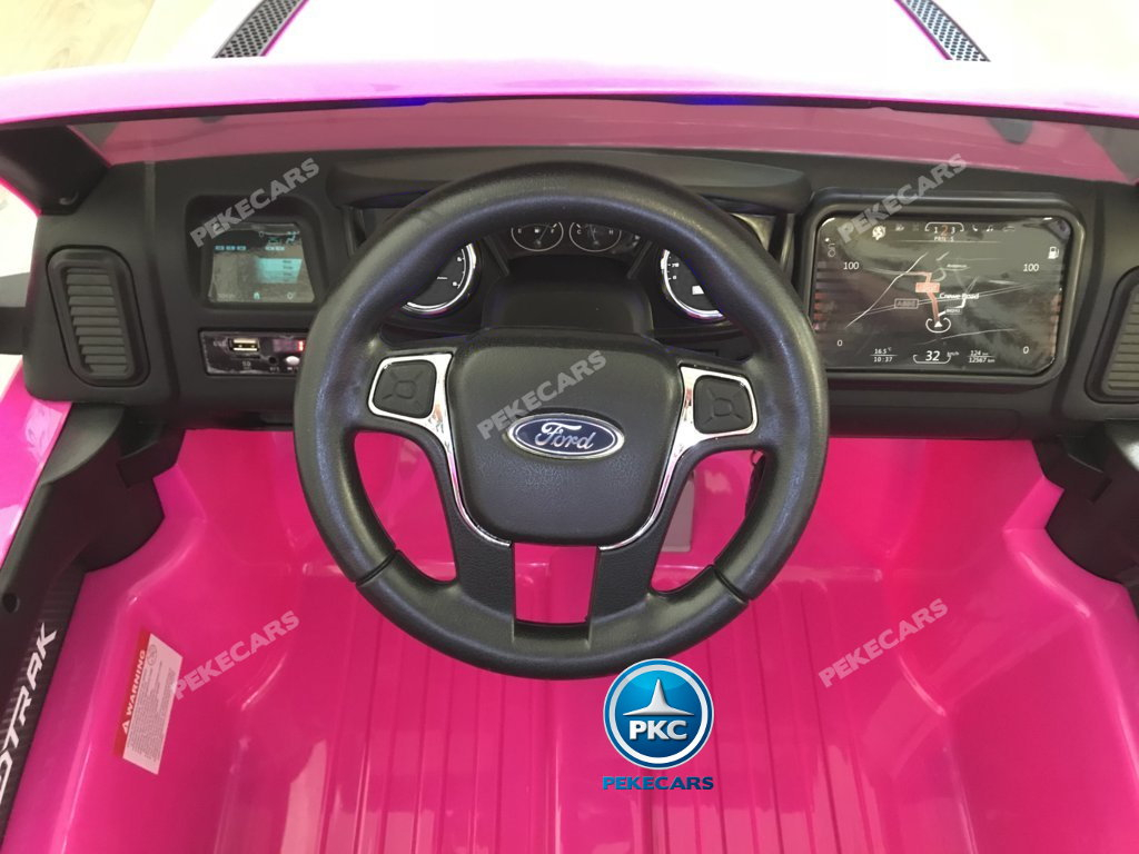 Todoterreno electrico infantil Ford Ranger Rosa volante con musica y claxon