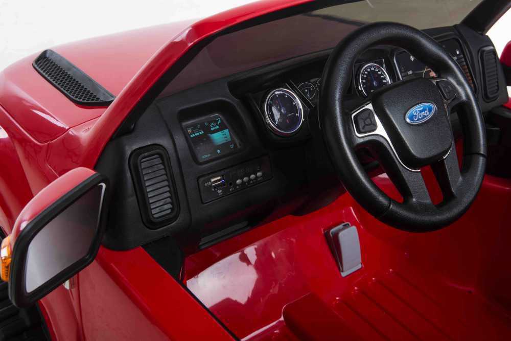 Coche eléctrico para niños Ford Ranger Pickup 12v Rojo vista salpicadero izquierdo