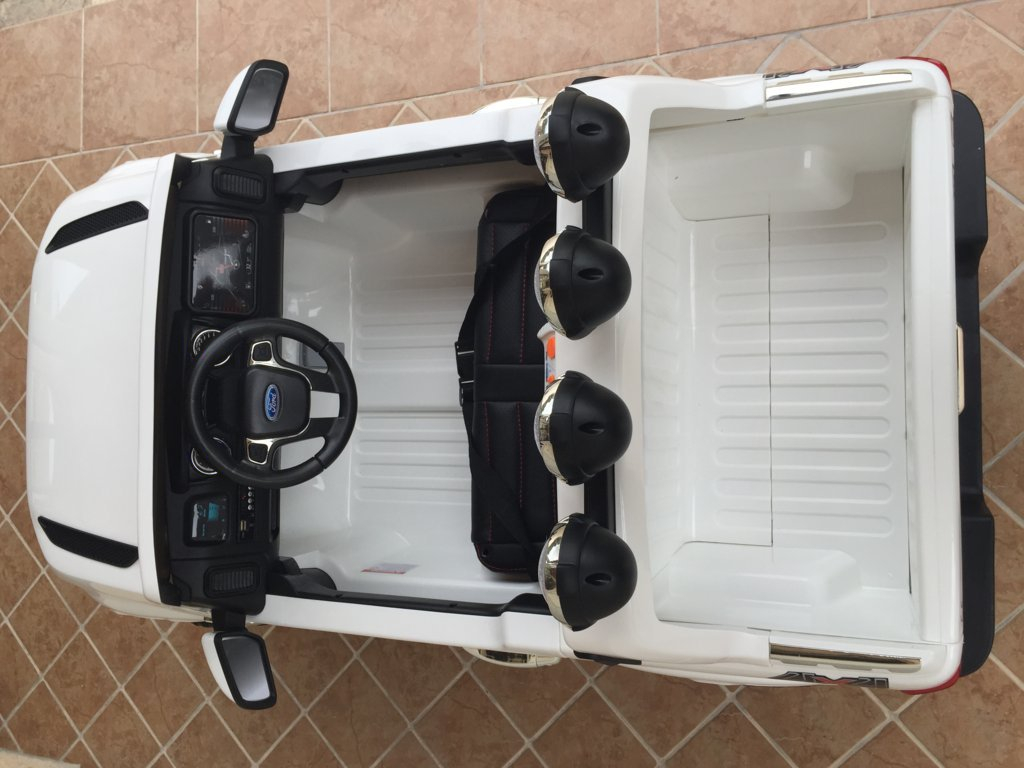 Todoterreno electrico para niños Ford Ranger Blanco visto desde arriba