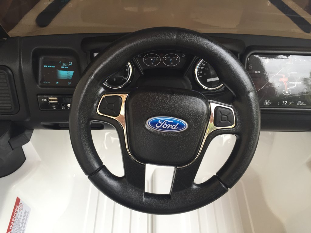 Todoterreno electrico infantil Ford Ranger Blanco volante con musica y claxon
