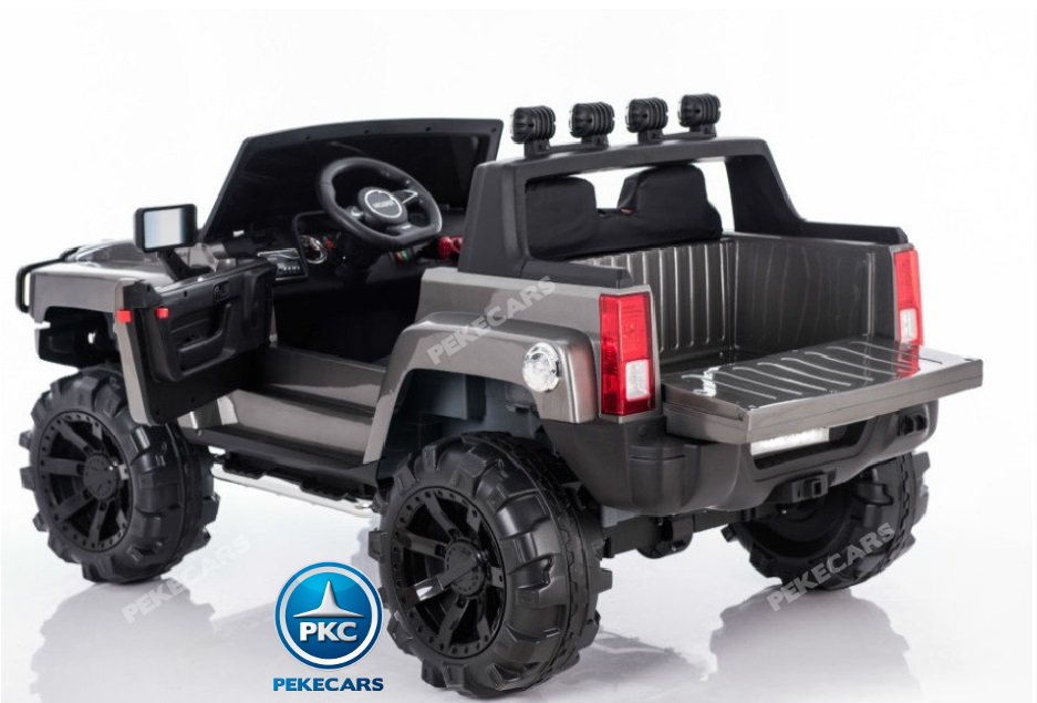 Todoterreno electrico para niños Big Hummer Style 2 plazas Plata Metalizado con amplio maletero