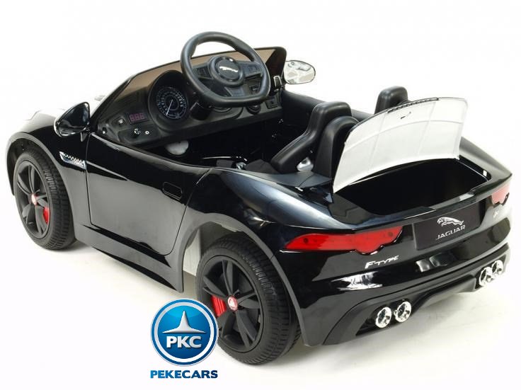 Coche electrico para niños Jaguar F-Type negro metalizado luces traseras