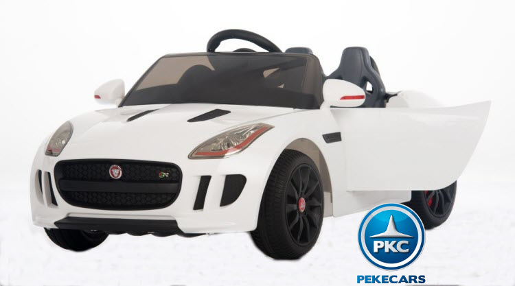 Coche electrico para niños Jaguar F-Type blanco con apertura de puertas