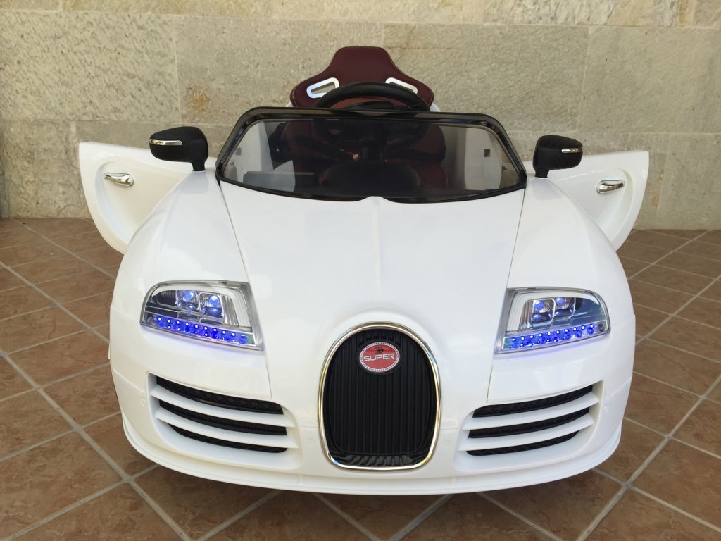 Coche electrico para niños Bugatti Veyron Style Blanco vista frontal