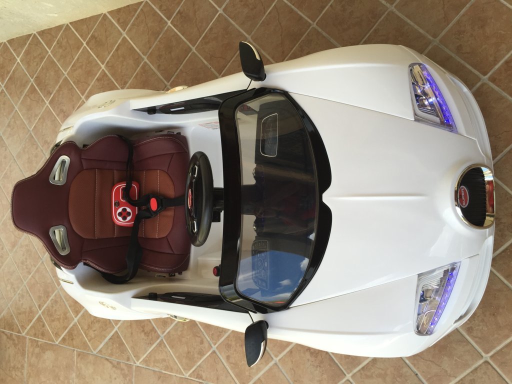 Coche electrico para niños Bugatti Veyron Style Blanco visto desde arriba