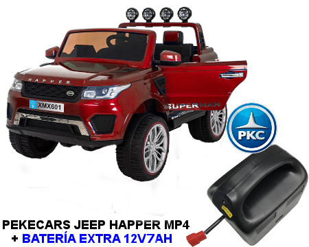 Coche electrico para niños Jeep Happer MP4 Rojo Metalizado vista principal
