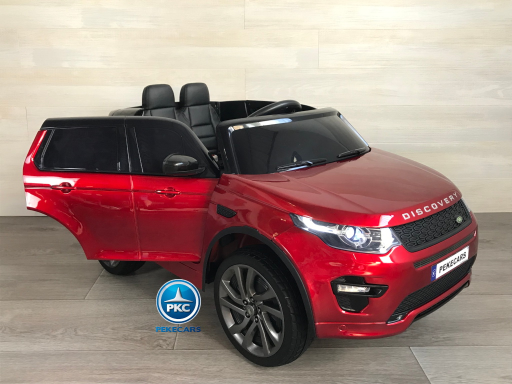 Coche eléctrico para niños Land Rover Discovery 12V MP4 rojo metalizado con apertura de puertas
