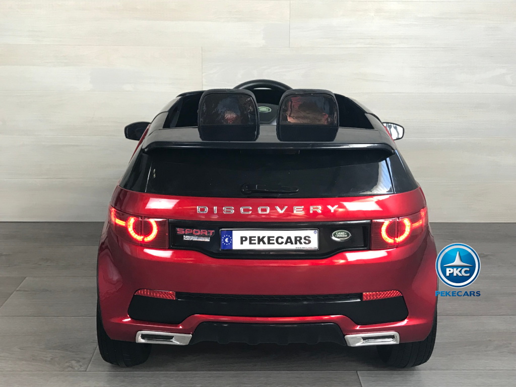 Coche eléctrico para niños Land Rover Discovery 12V MP4 rojo metalizado vista trasera