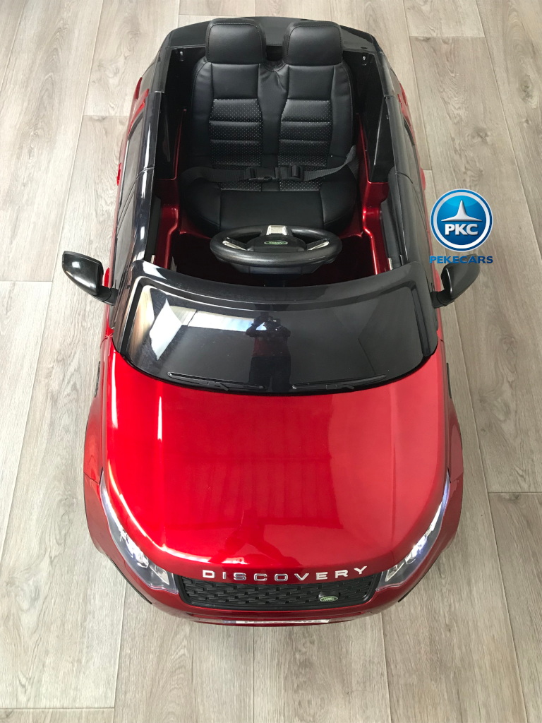 Coche eléctrico infantil Land Rover Discovery 12V MP4 rojo metalizado desde arriba