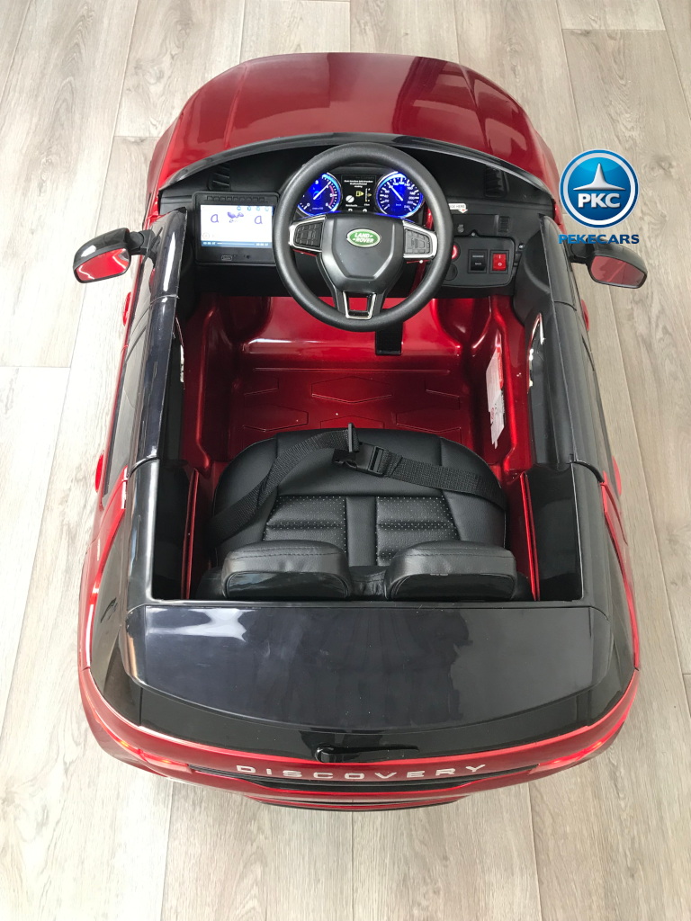 Coche eléctrico para niños Land Rover Discovery 12V MP4 rojo metalizado vista del interior
