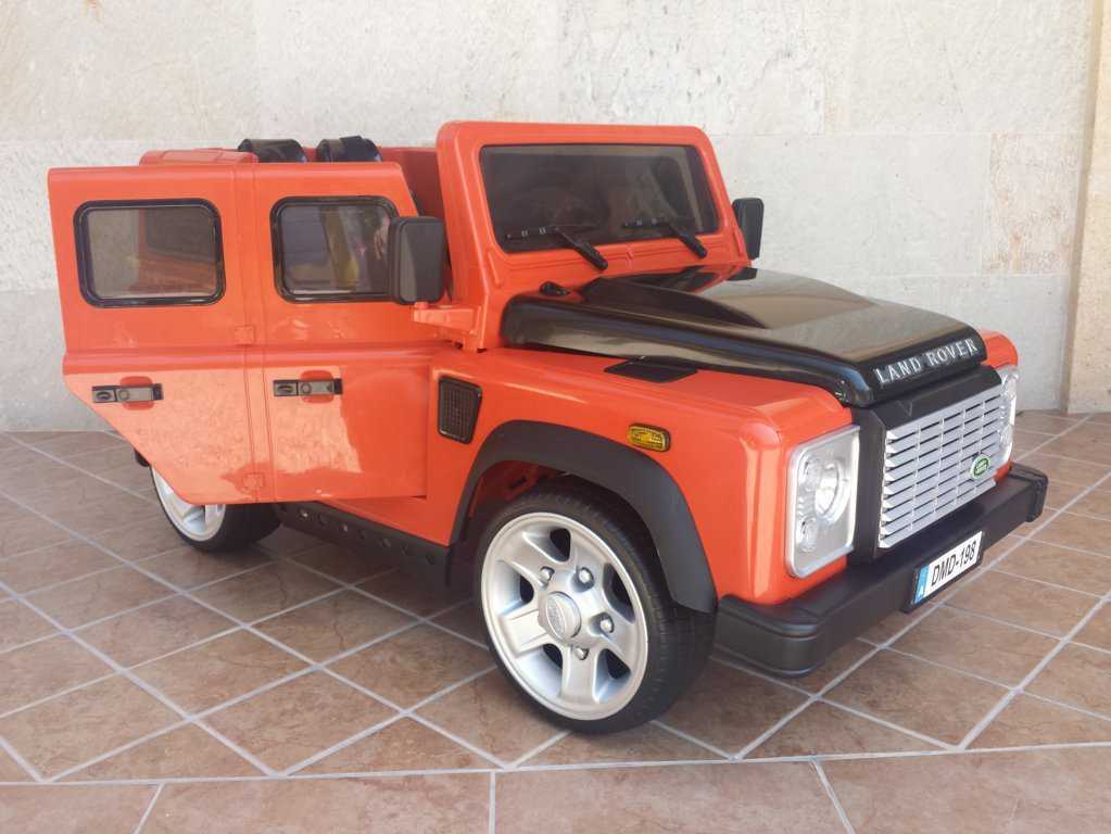 Todoterreno electrico infantil Land Rover Defender Naranja con apertura de puertas