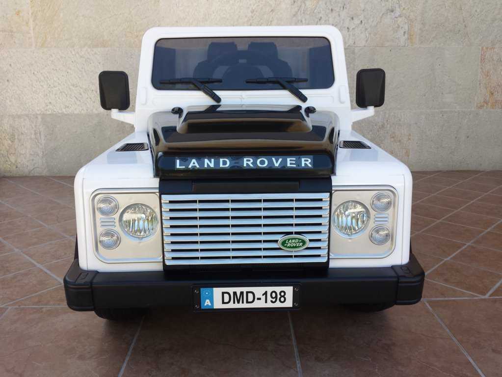 Todoterreno electrico para niños Land Rover Defender Blanco vista frontal