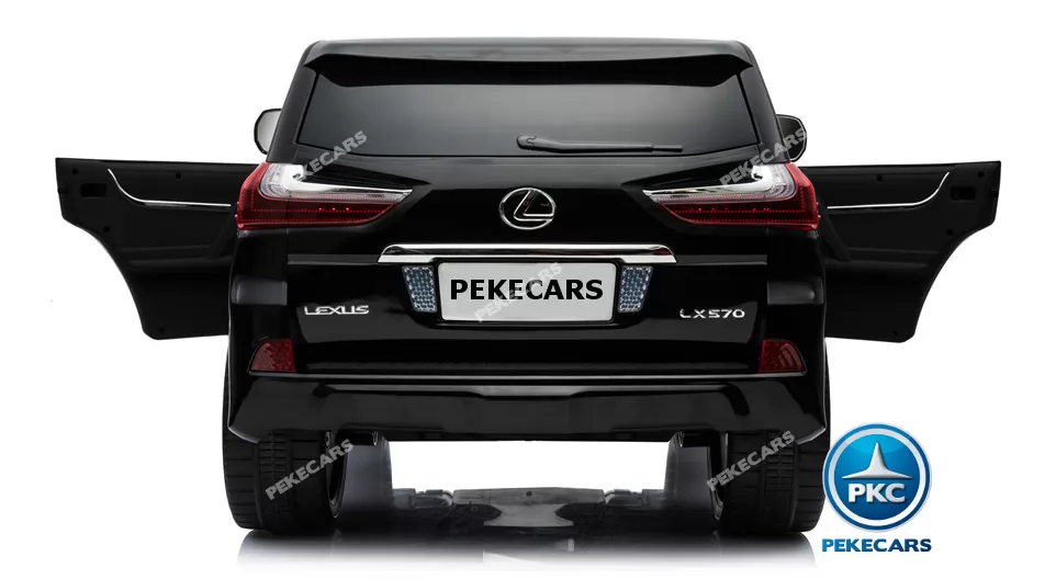 Coche electrico infantil Lexus 570 con MP4 Negro vista trasera