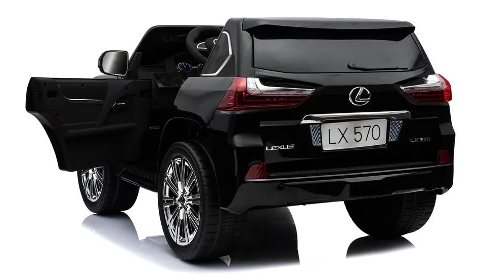 Coche electrico para niños Lexus 570 con MP4 Negro con apertura de puertas