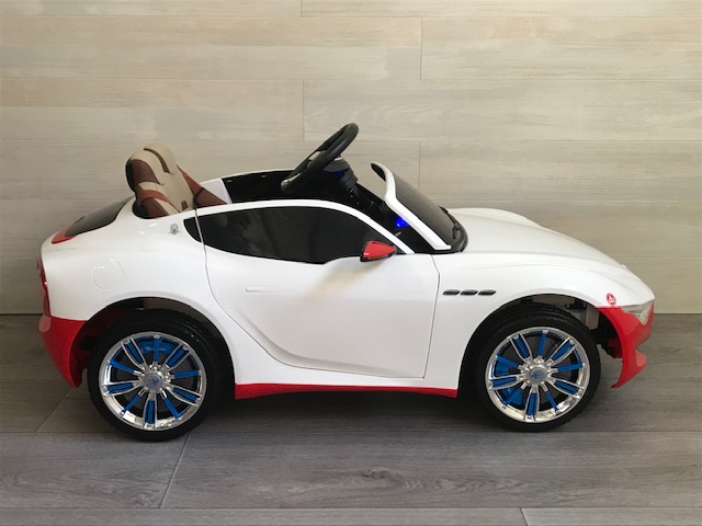 Coche electrico para niños Maserati Alfieri Blanco y rojo lateral